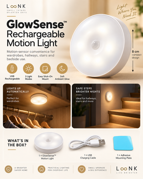 L∞NK GlowSense Rechargeable Motion Light branded product graphic