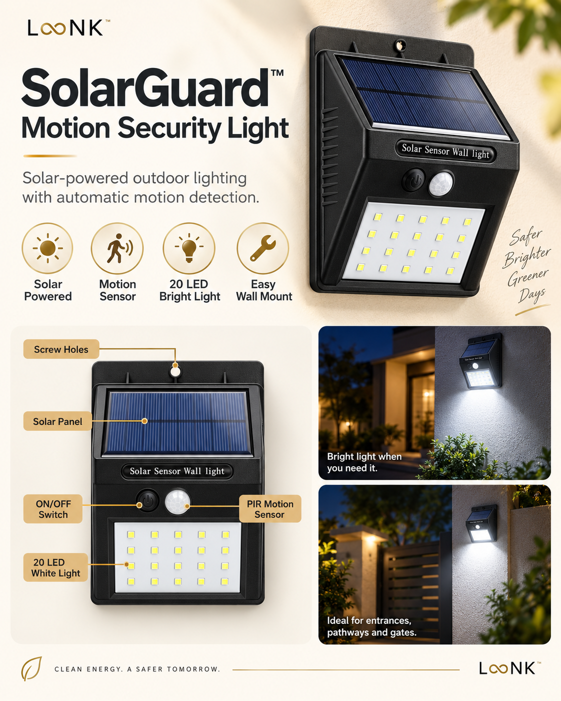 L∞NK SolarGuard Motion Security Light branded product graphic