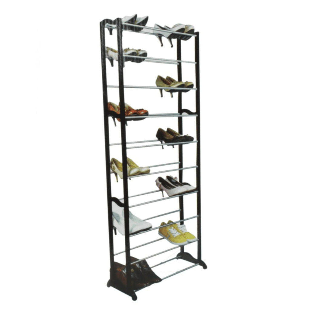 SpaceMax 10-tier shoe organiser holding multiple pairs of shoes