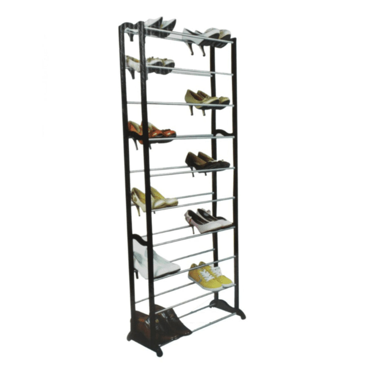 SpaceMax 10-tier shoe organiser holding multiple pairs of shoes