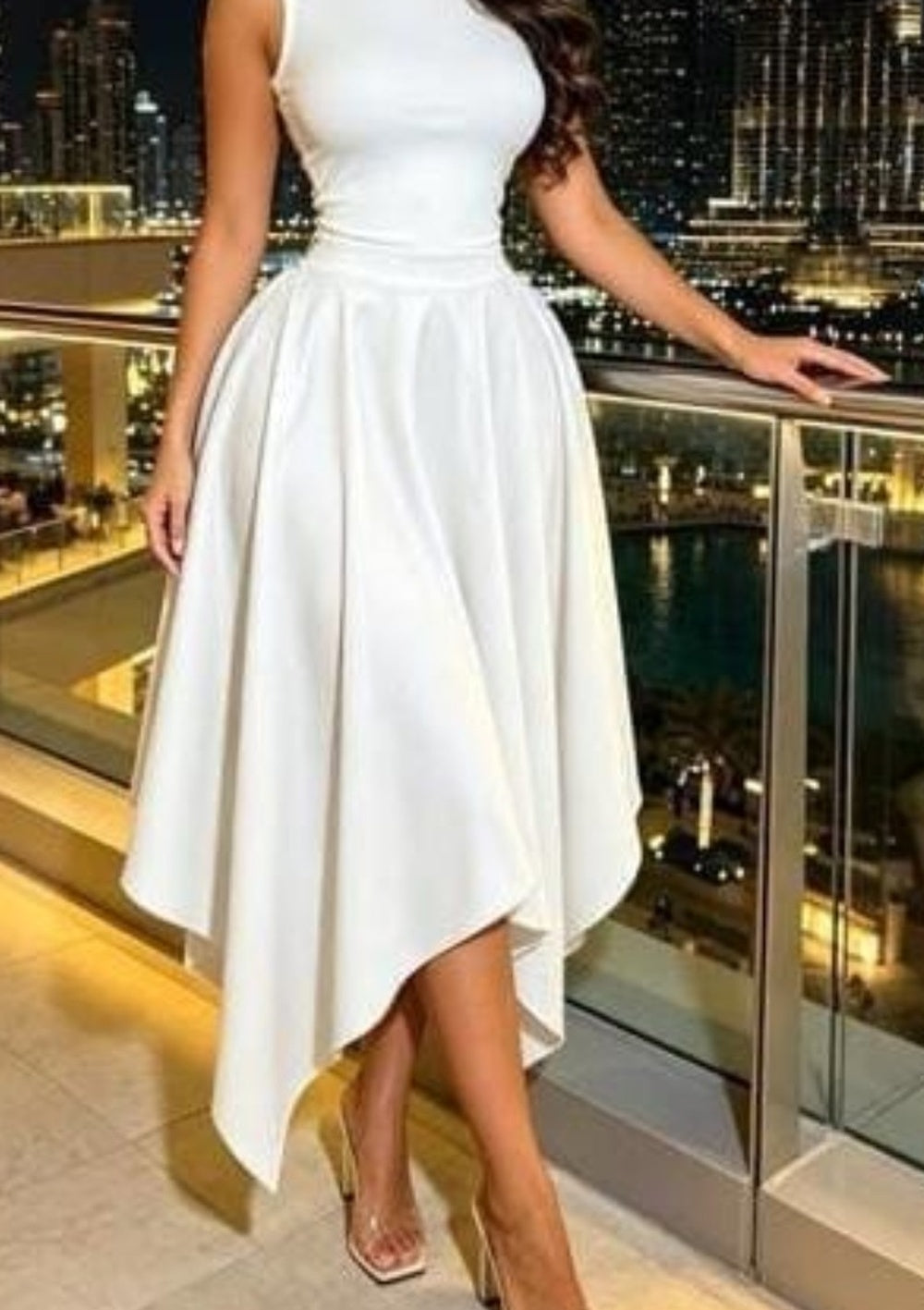 LinkEveryday asymmetrical midi skirt in white