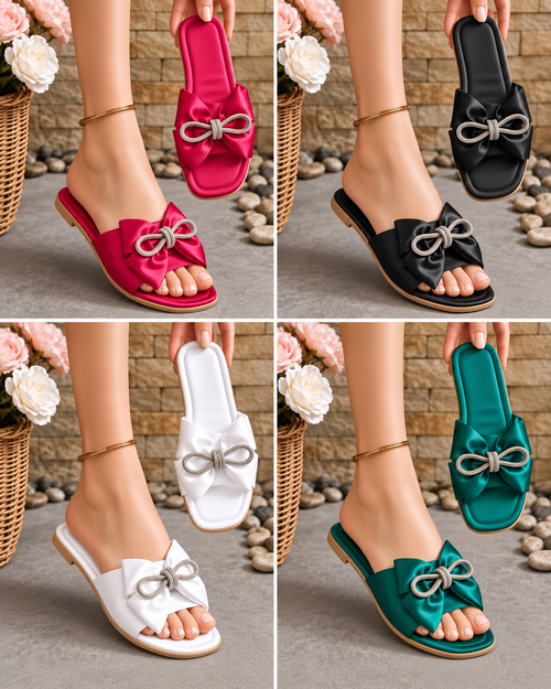 LinkEveryday bow detail flat slide sandals colour collection