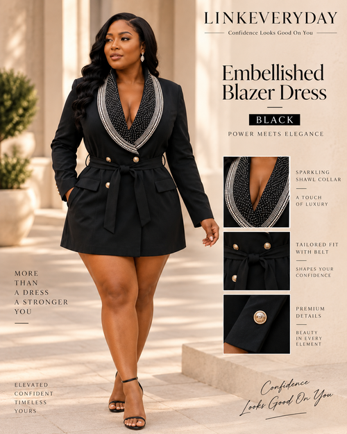 LINK Everyday Embellished Blazer Dress - Black